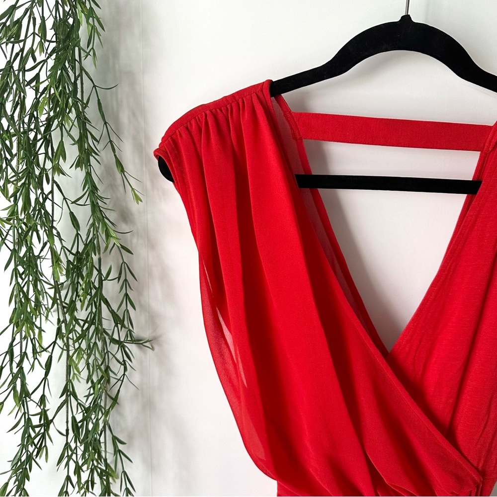 Bebe Mini Dress Women’s Chiffon Draped Faux-wrap Size  XS